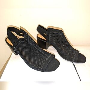 Vintage 7 Eight Genuine Leather Suede Open toe Bootie Shoes sz 10 Heel 2.5"